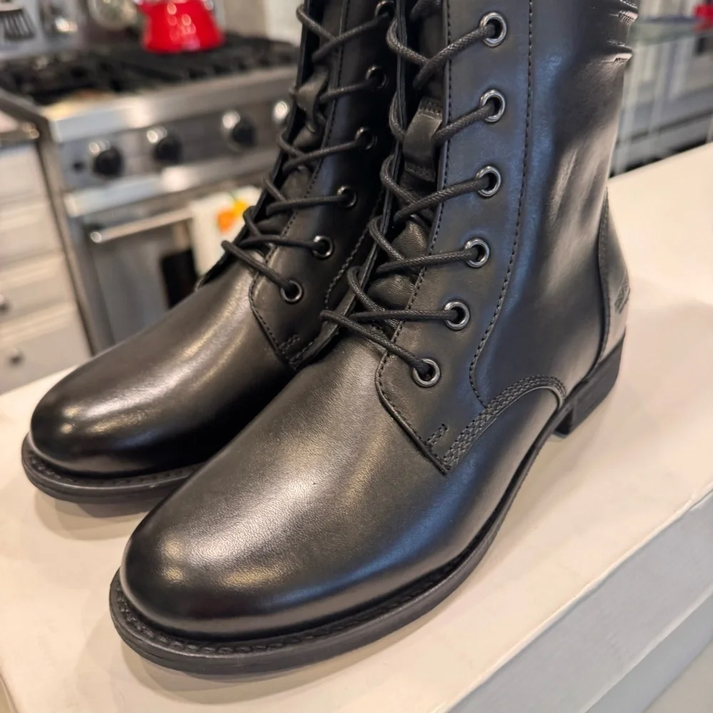 NEW Josef Seibel Simona 01 Women’s Black Leather Lace Up Boots Sz US 6-6.5 EU 37
